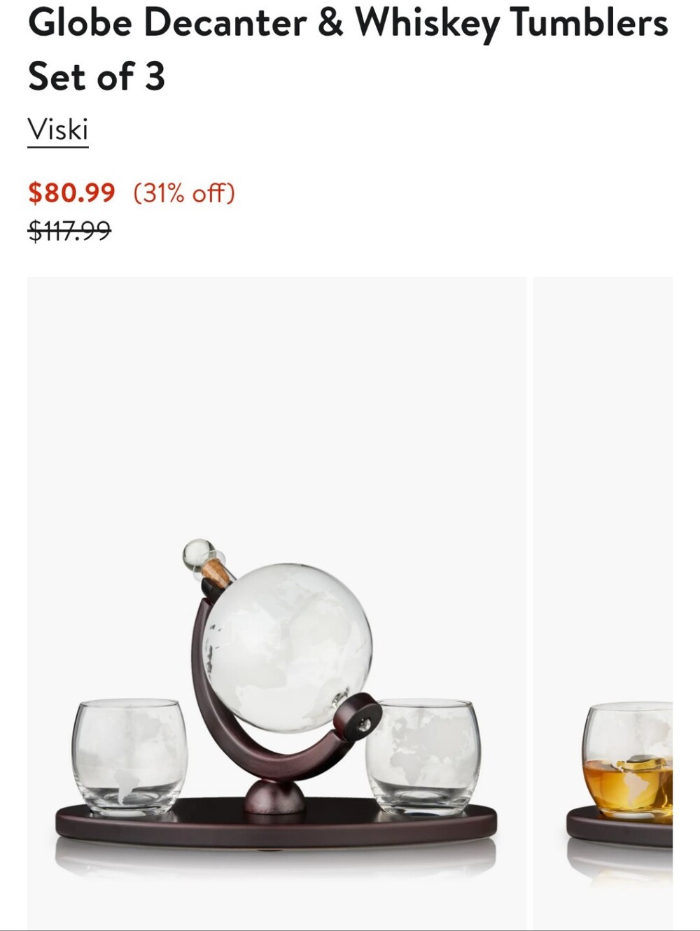 Never Used - Viski Globe Decanter And Whiskey Tumblers Set of 3